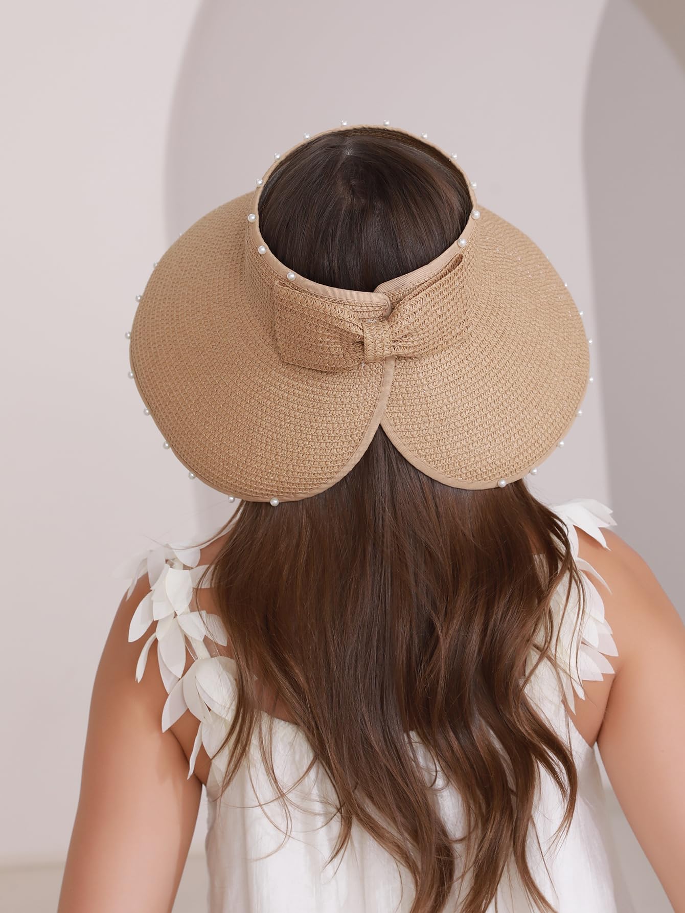 Straw Sun Visor Wide Brim Straw Sun Hat Floppy Foldable (Amazon Find - ZIYANGKELE)