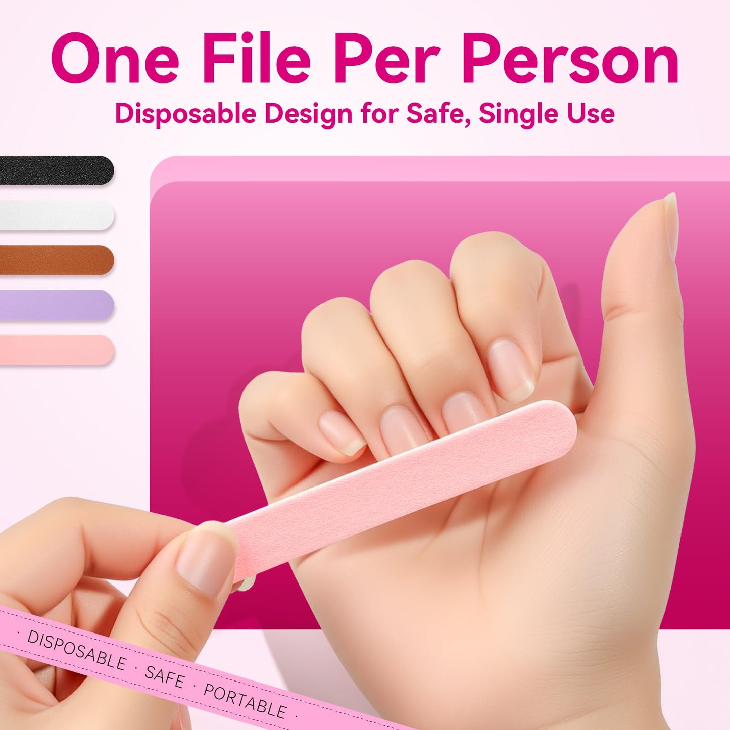 Mini Nail Files Grit Emery Boards for Nails (100/180), 50 Pcs Disposable Doubled Sided Coarse & Fine Bulk Manicure Kit Home Salon Use (Amazon Find - Makartt)