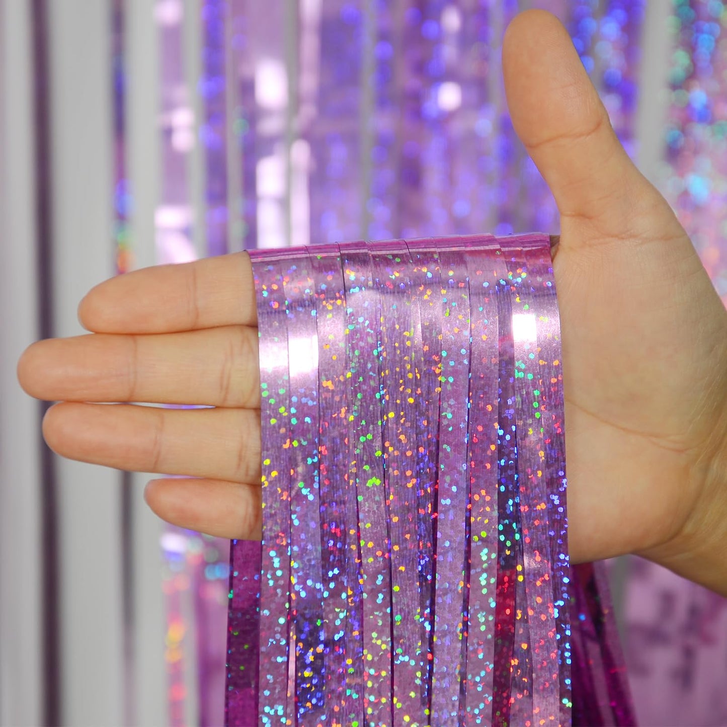 Tinsel Foil Fringe Curtains Backdrop- 3.2 ft x 8.2 ft- 2 Pack