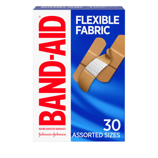 Flexible Fabric Adhesive Bandages, Comfortable Sterile Protection & Wound Care for Minor Cuts & Burns, Quilt-Aid Technology to Cushion Painful Wounds, Assorted Sizes, 30 ct (Amazon Find - Band Aid Brand)