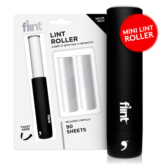 Flint Classic Black Retractable Mini Lint Roller