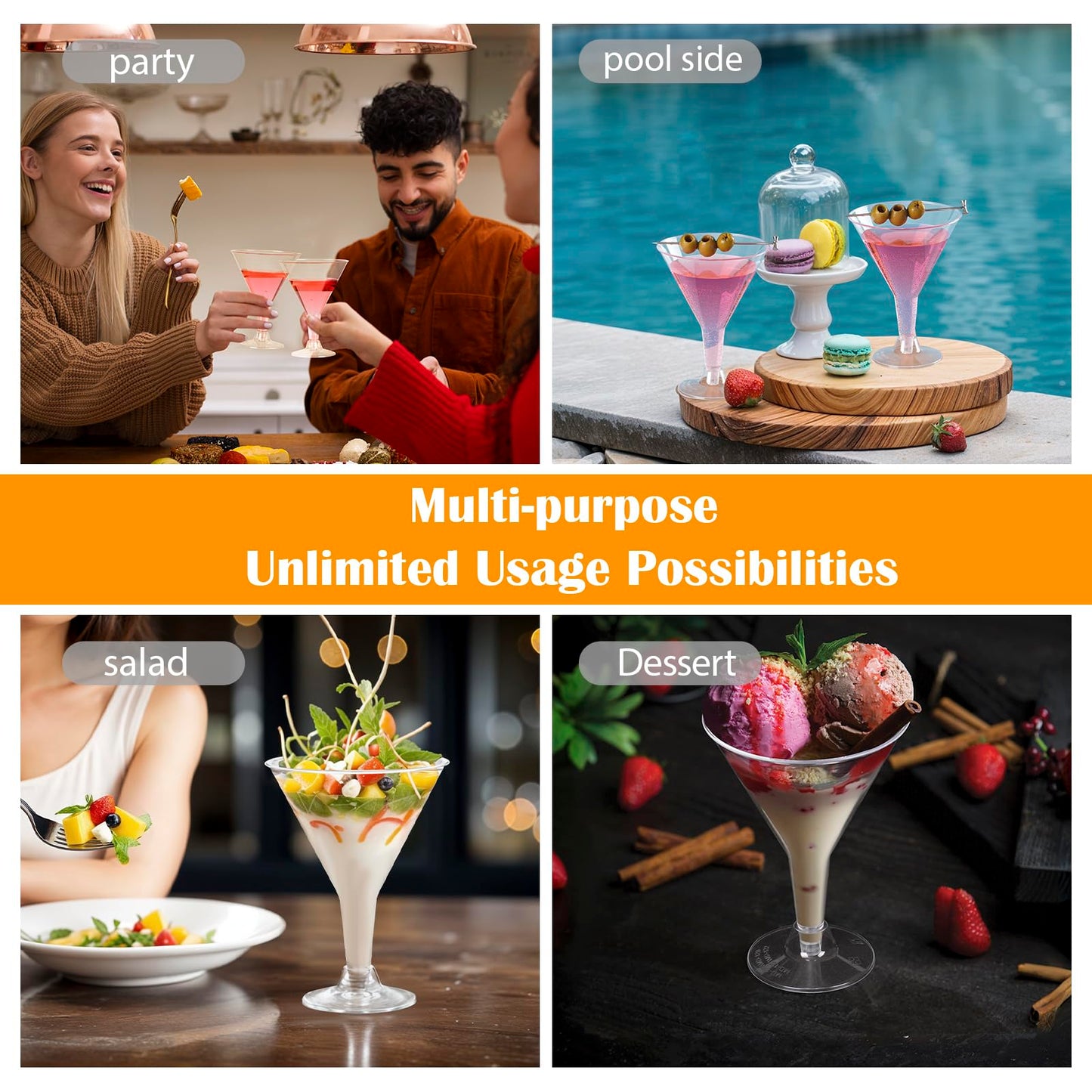 Plastic Martini Glasses Disposable 25 Pack