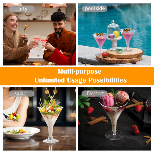 Plastic Martini Glasses Disposable 25 Pack