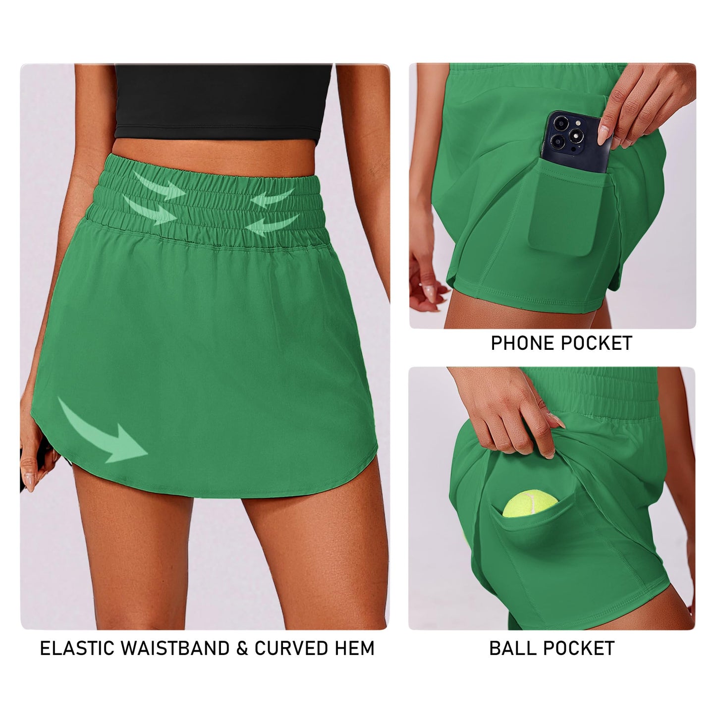Tennis Skorts for Women Breathable Golf Skort High Waist