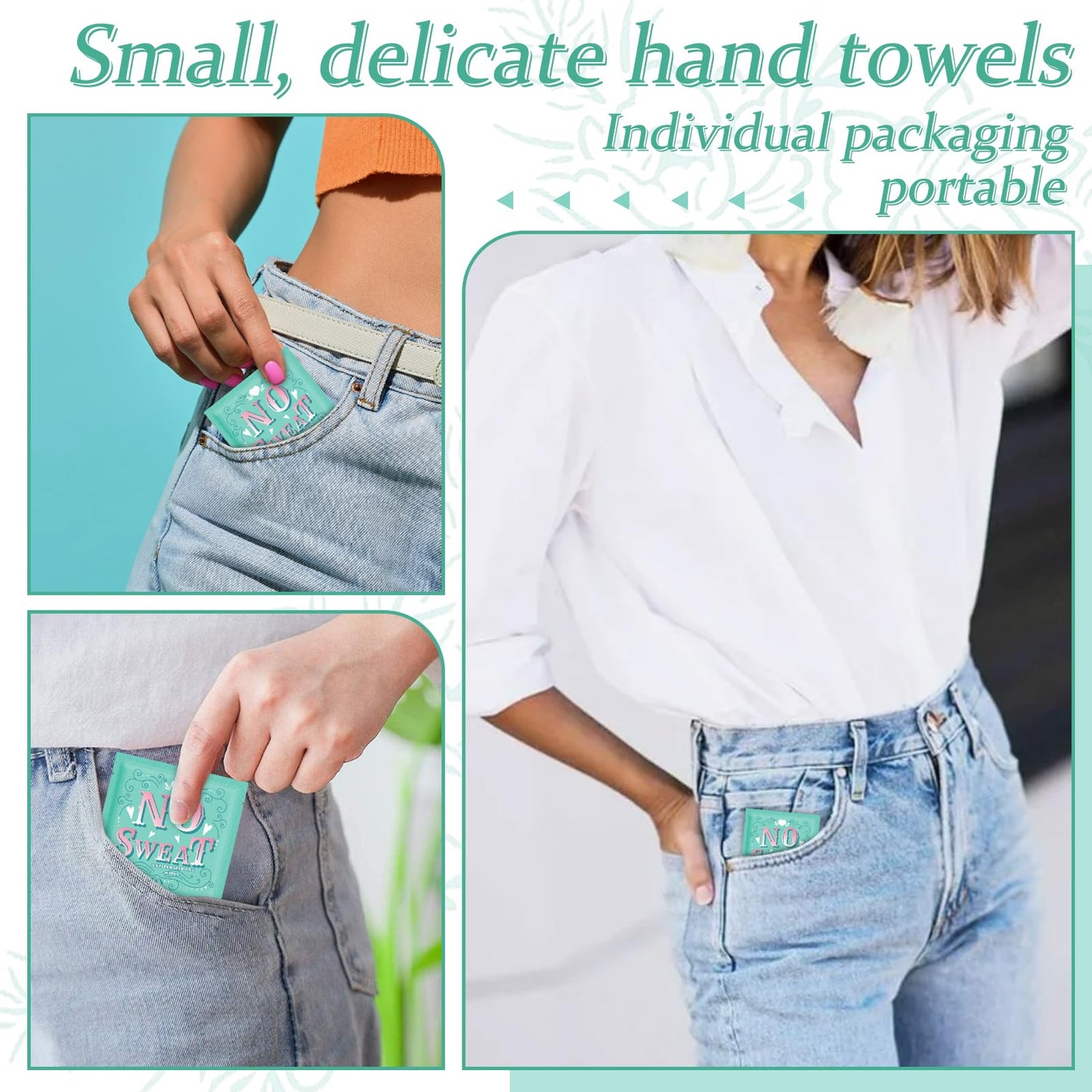 Travel Deodorant Individually Wrap Wipes- 50pc