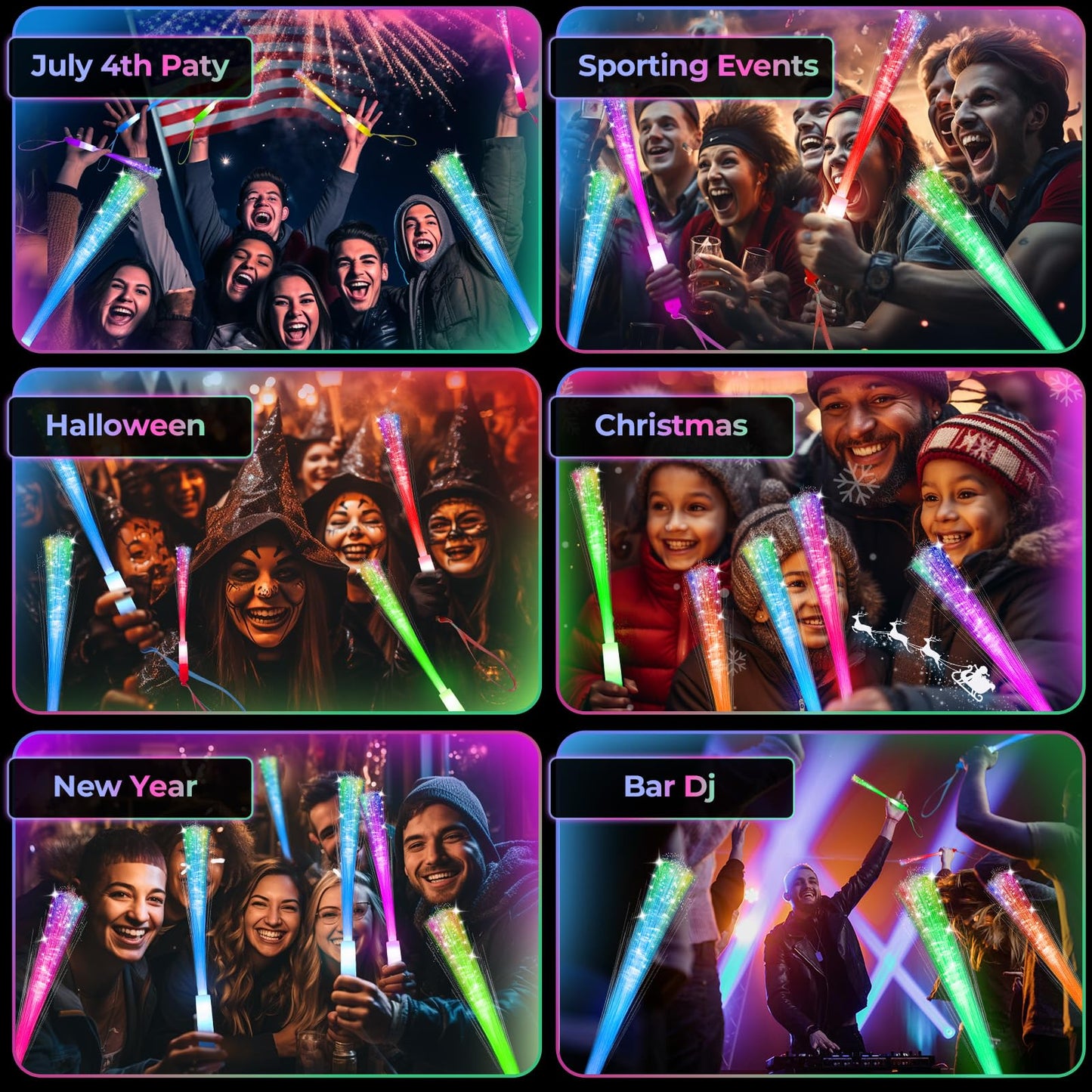 LED Glow Fiber Wands Sticks-28 PCS