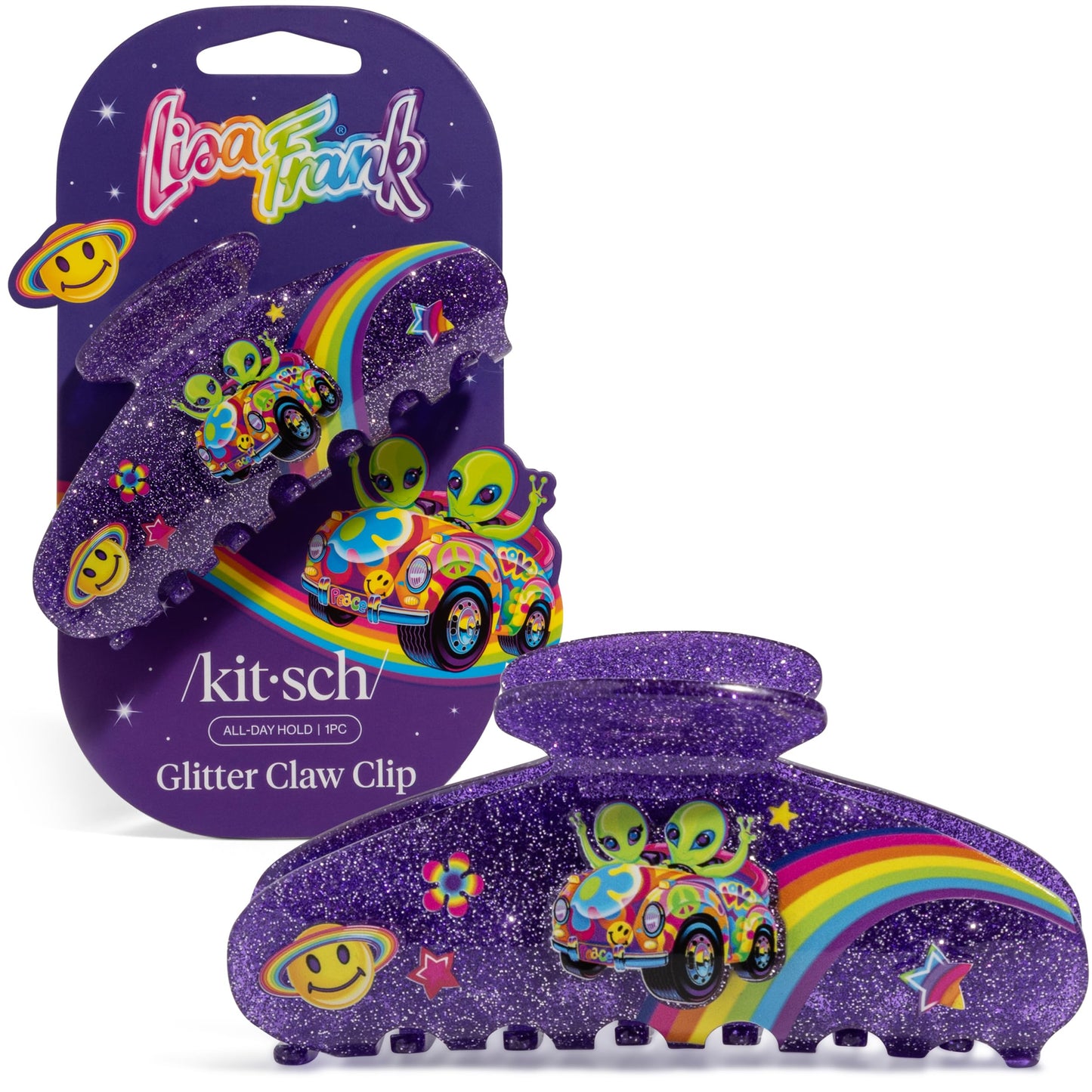 Lisa Frank x Kitsch Purple Glitter Hair Clip for Women – Secure Hold Claw Clip | Sparkly Hair Accessories with Strong Grip | Ideal Gifts for Women, Teens - Zoomer and Zorbit