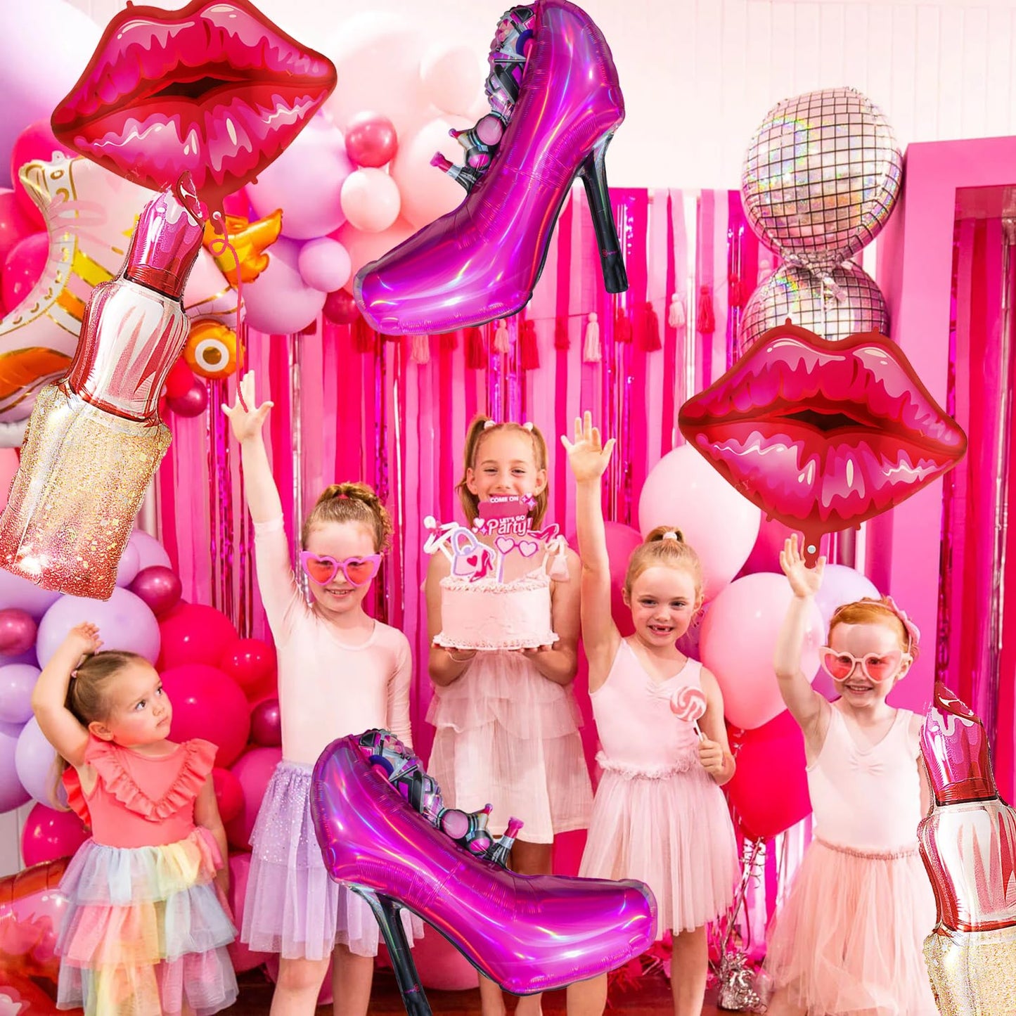 Lips, lipstick, and high heels balloon decorations-6 pc