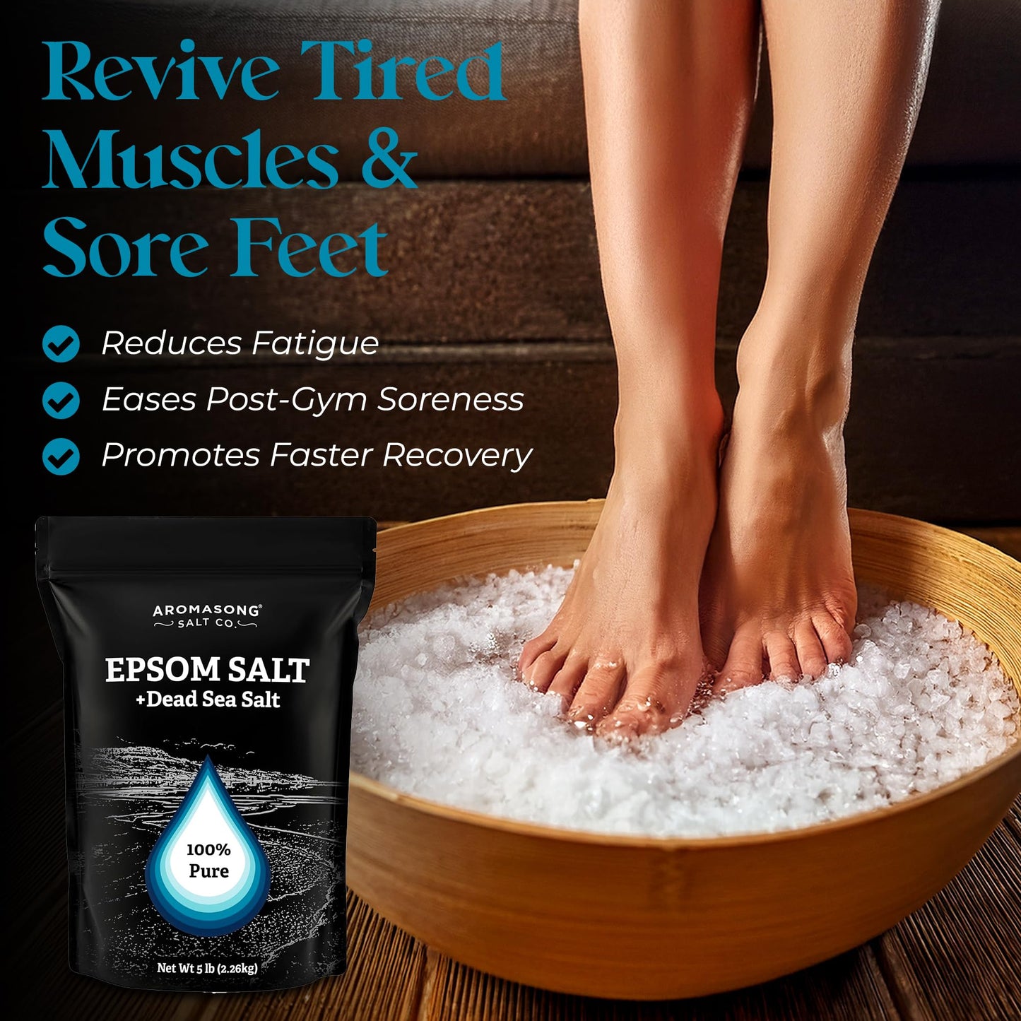 Foot & Muscle Epsom Salt Soak Dead Sea Salt-5Lb (Amazon Find- Aromasong)