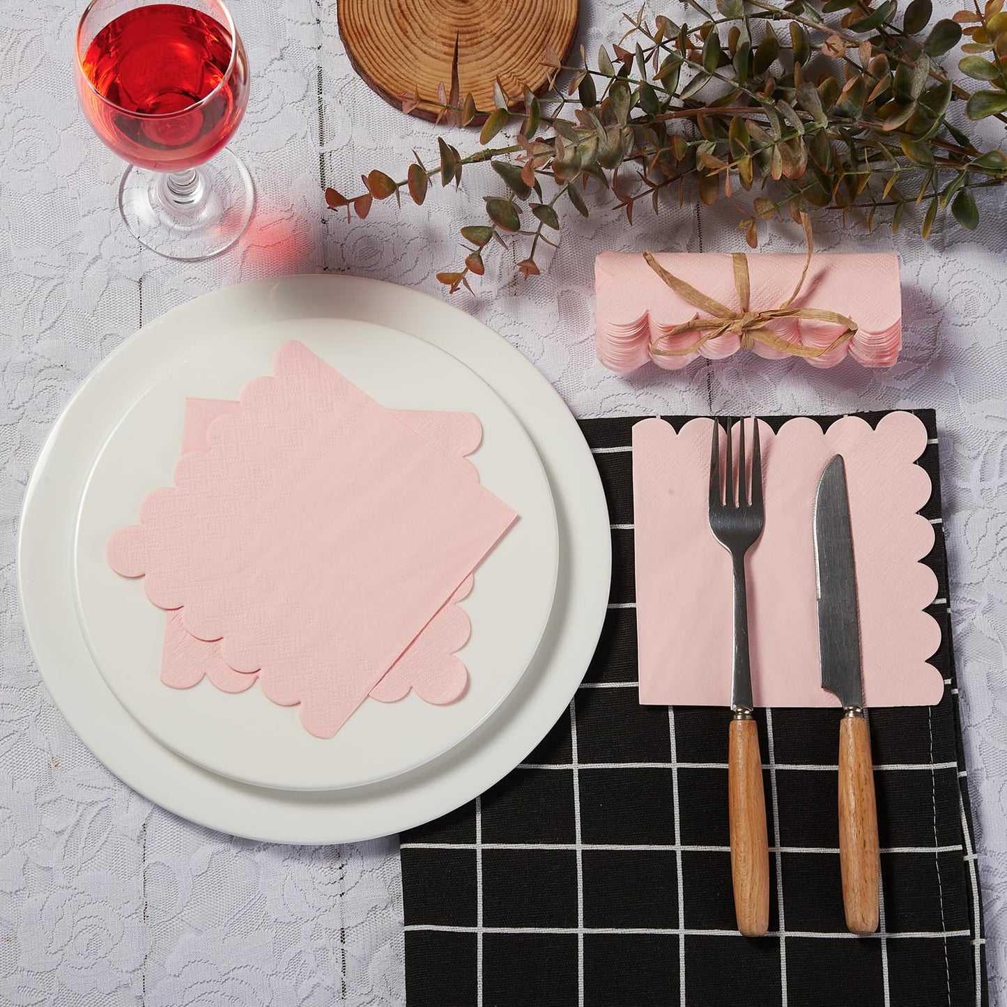 Scalloped Edged Dessert Napkins-5" x 5"-100 Pack