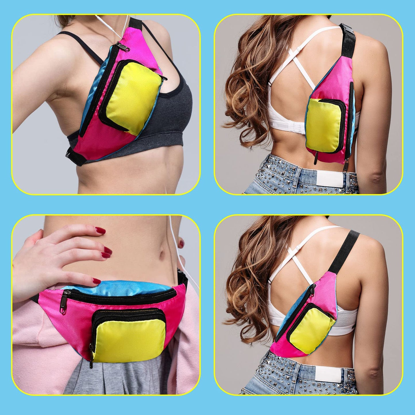Retro 80s 90s Fanny Pack -4 Pcs