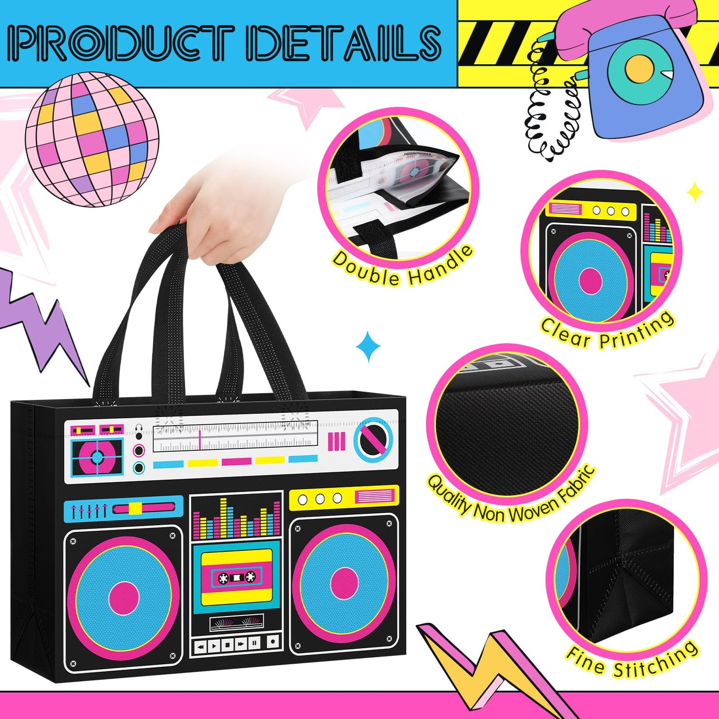 80s90s Party Favor Bags-24 Pcs