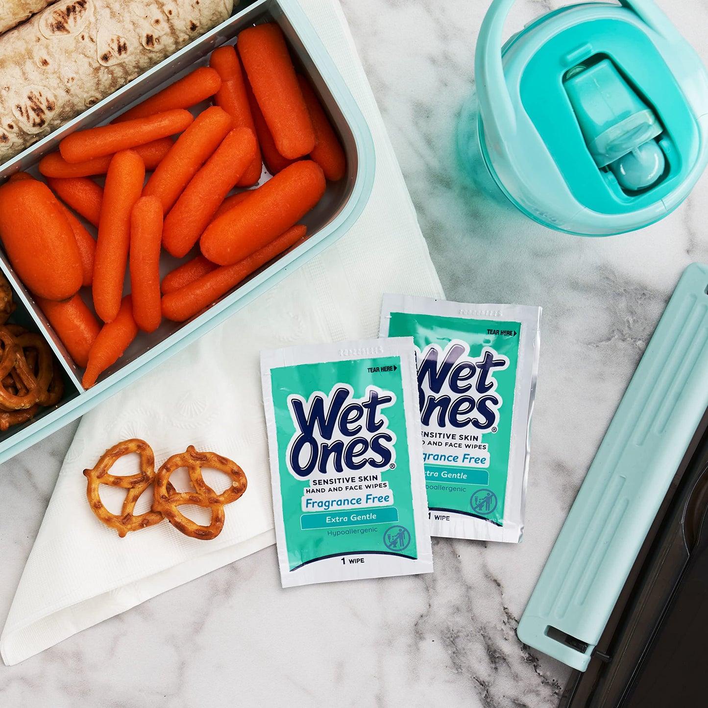 Wet Ones Hand and Face Wipes Singles,  Unscented Wipes,Individually Wrapped  (6 packs of 24 ct)-144pc