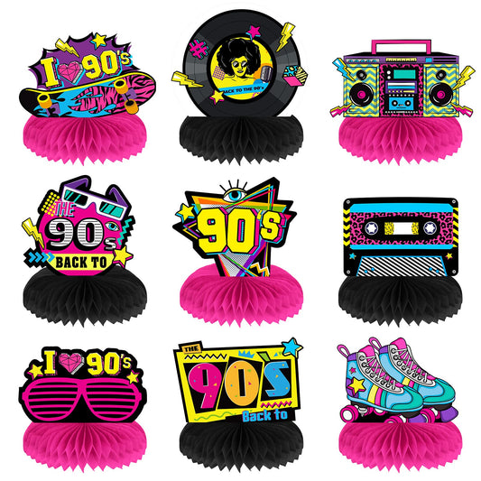 90's Retro Party Supplies Vintage Table Decorations-9pc