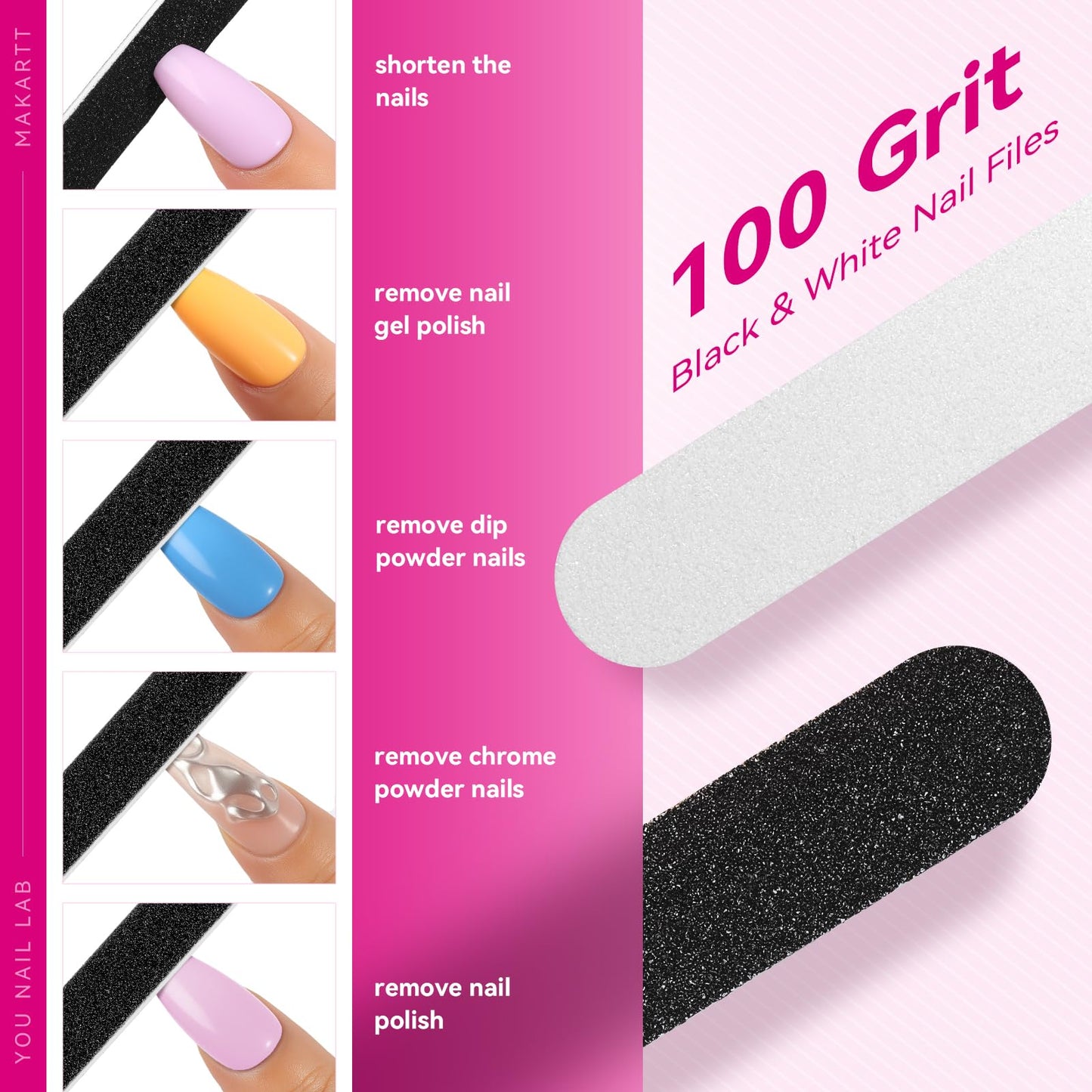 Mini Nail Files Grit Emery Boards for Nails (100/180), 50 Pcs Disposable Doubled Sided Coarse & Fine Bulk Manicure Kit Home Salon Use (Amazon Find - Makartt)