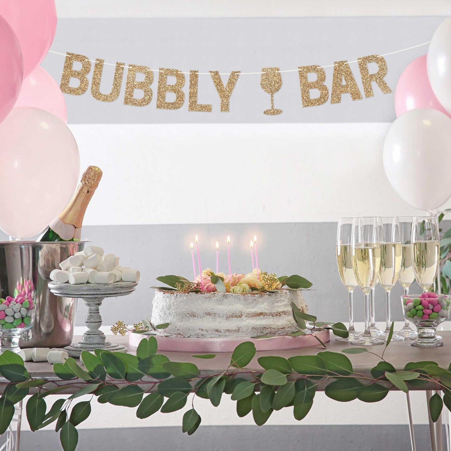 Pre-Strung Bubbly Bar Banner