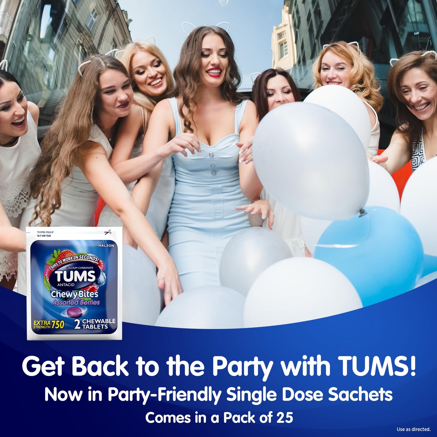 TUMS Chewy Bites Chewable Antacid Tablets for Heartburn Relief, Assorted Berries – 25-2cts