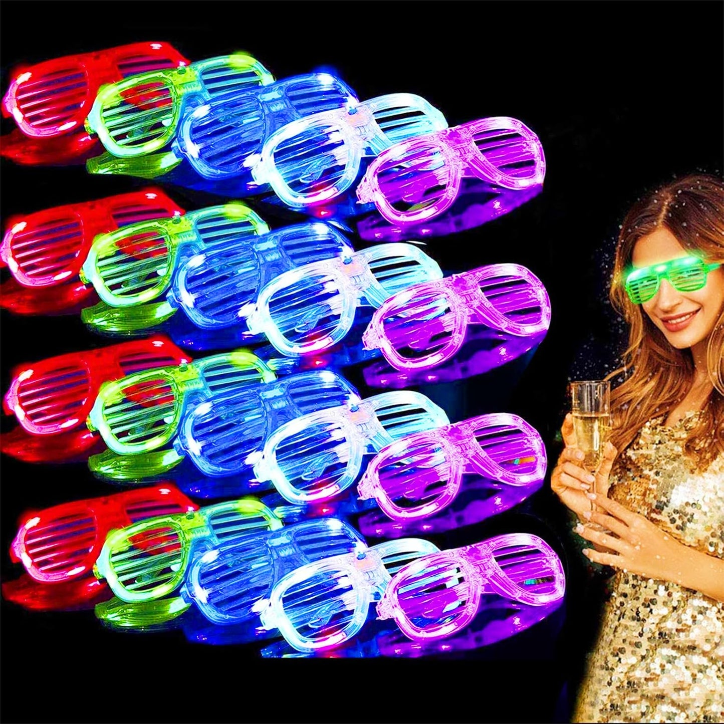 LED  Light Up Glasses Glow In The Dark Party Supplies-20 Pack