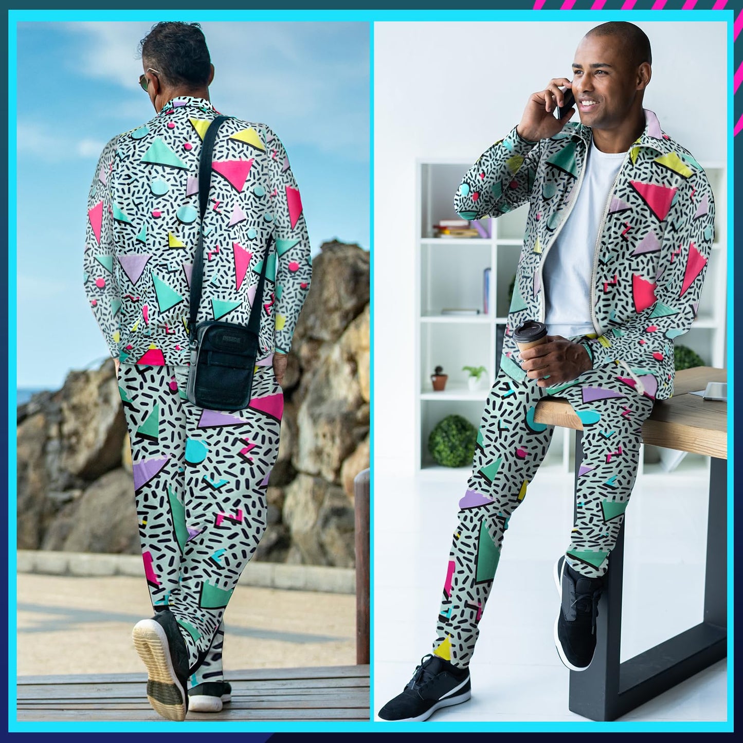 90s Outfit Sets for Men Vintage Jacket and Joggers Sweatpants