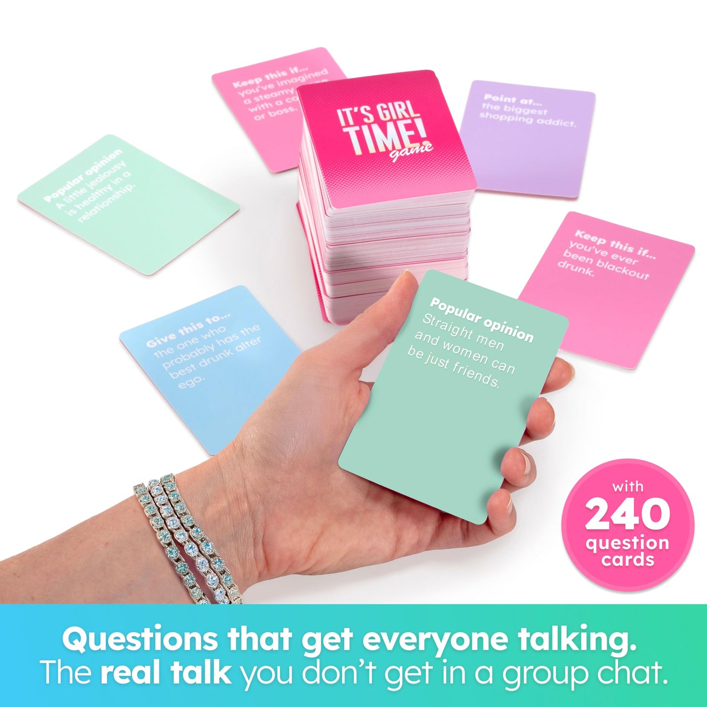 It’s Girl Time - Girls Night Card Game for Bachelorette, Galentines or Ladies Night - 240 Sweet & Sassy Questions with Challenges - Fun Party Game for Adults 17+