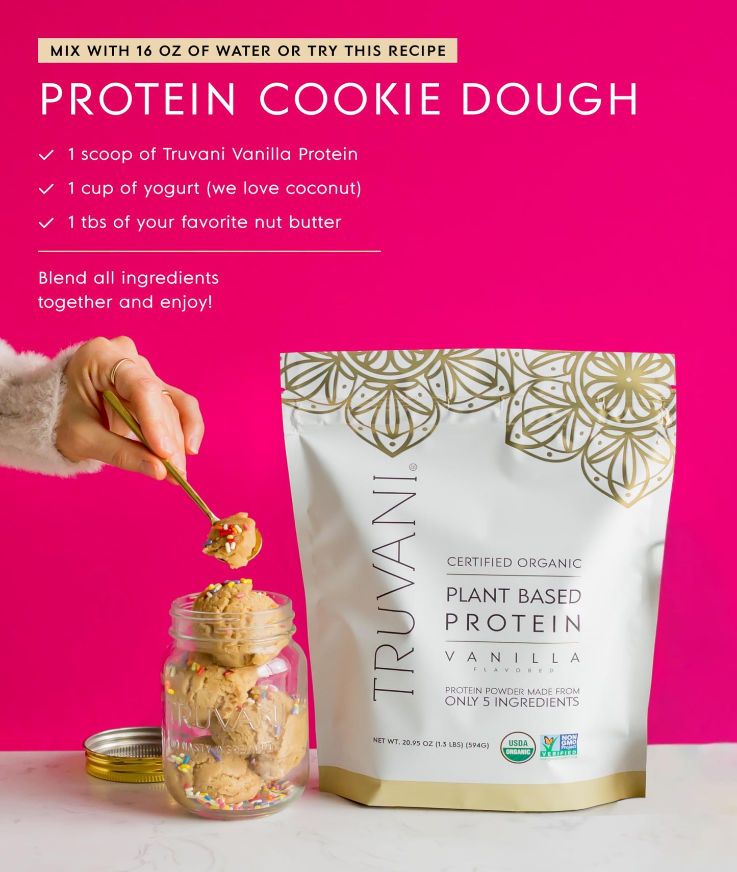 Truvani Organic Plant Based Protein Powder | Vanilla