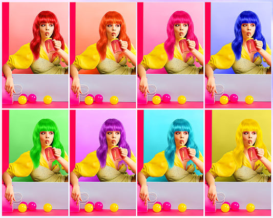 12" Colorful Party Wigs Shoulder Length -8 Pcs