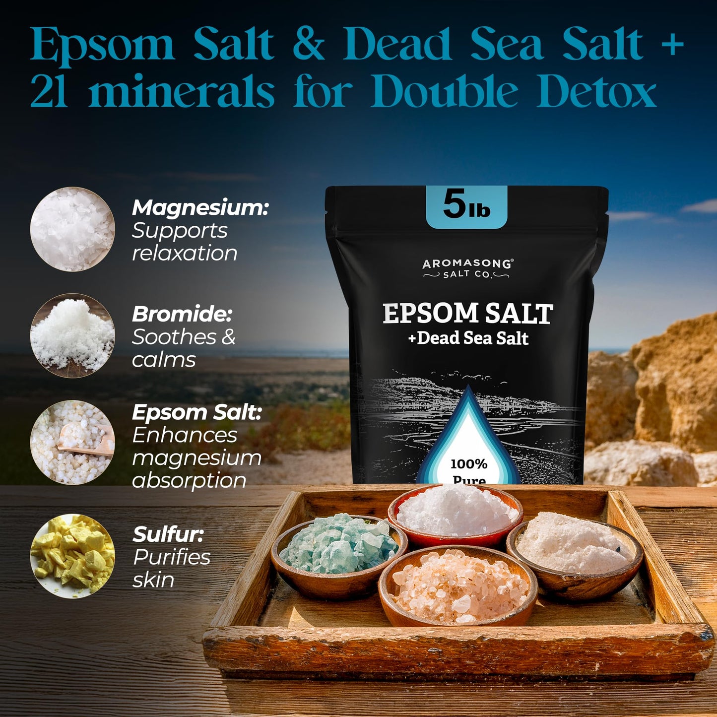 Foot & Muscle Epsom Salt Soak Dead Sea Salt-5Lb (Amazon Find- Aromasong)