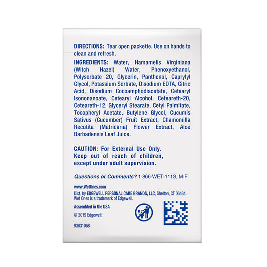 Wet Ones Hand and Face Wipes Singles,  Unscented Wipes,Individually Wrapped  (6 packs of 24 ct)-144pc