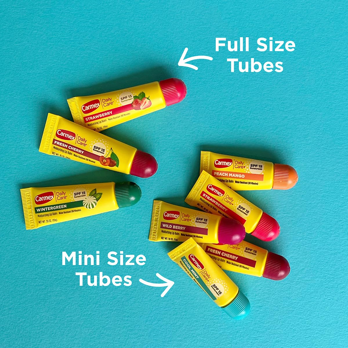Carmex Daily Care and Daily Care Minis Moisturizing Lip Balm Pack-3 Tubes, 5 Mini Tubes