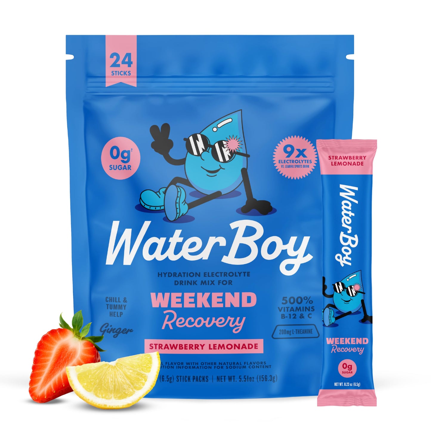 Weekend Recovery Electrolyte Powder Packets  24 Drink Sticks (Amazon Find - Waterboy)