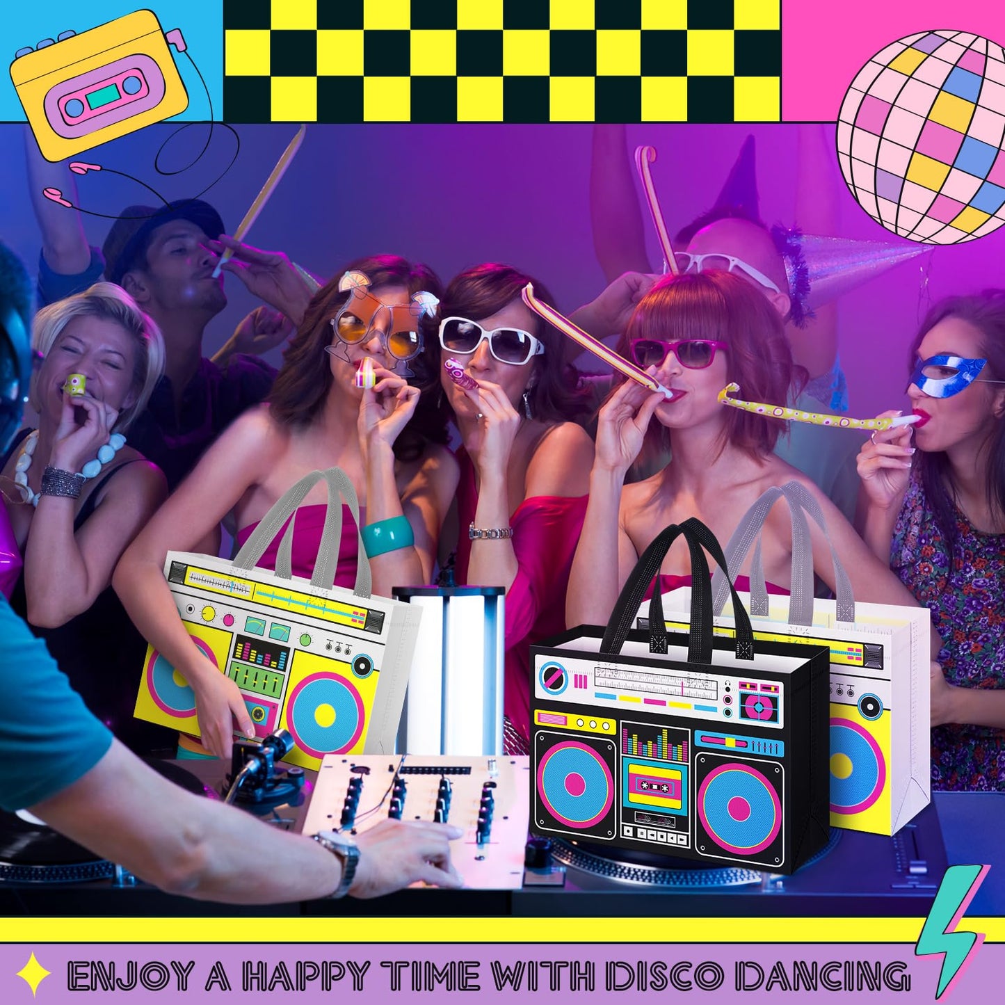 80s90s Party Favor Bags-24 Pcs