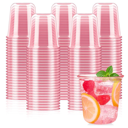 Pink Plastic Cups 12 Oz-100pc