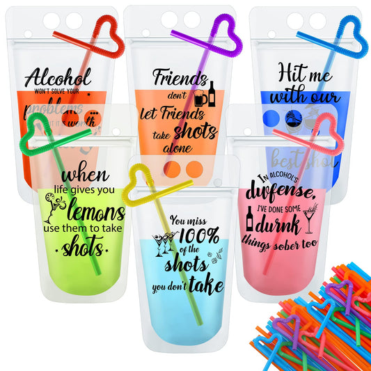 Drink Pouches with Straws -24 sets