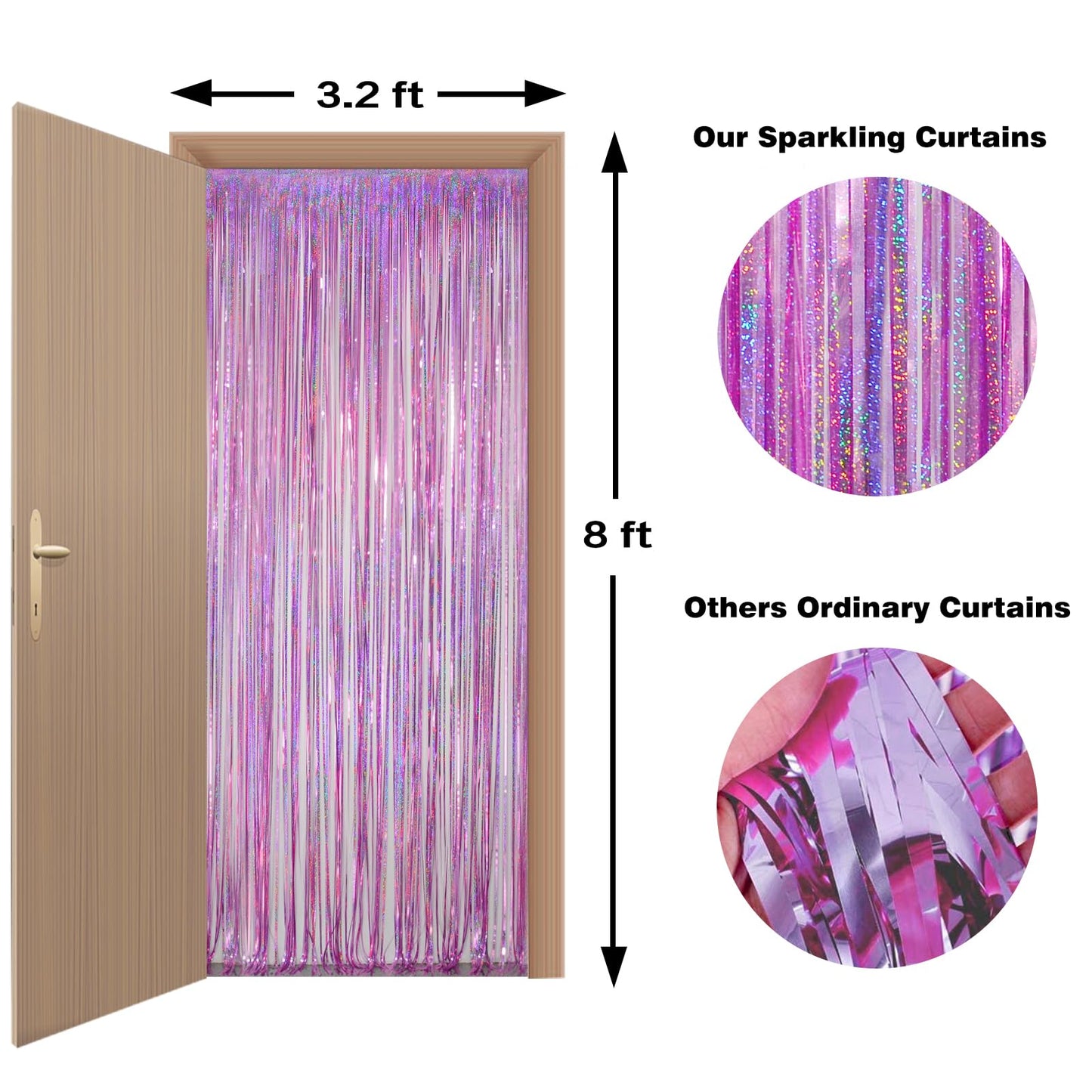 Tinsel Foil Fringe Curtains Backdrop- 3.2 ft x 8.2 ft- 2 Pack