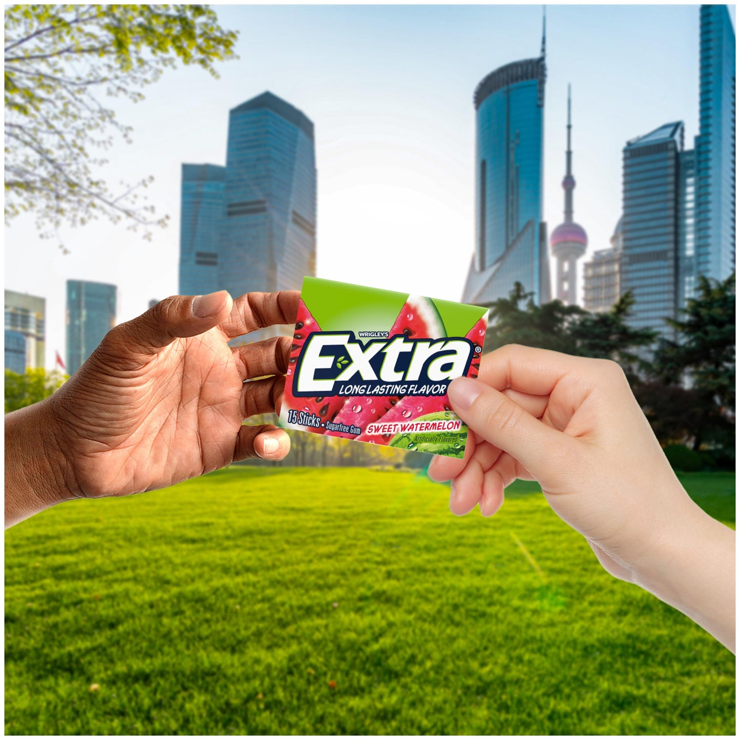 EXTRA Gum Sweet Watermelon Sugarfree- 15 Count, Pack of 10