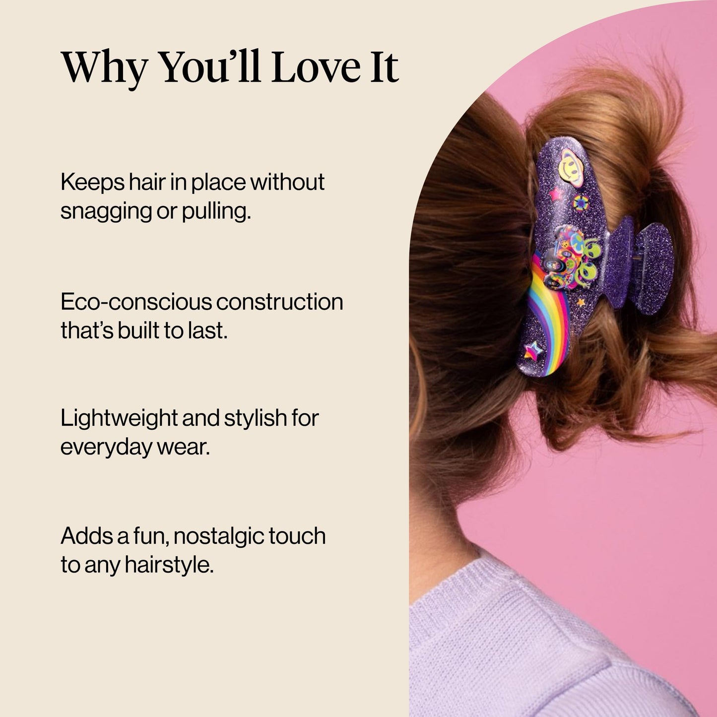 Lisa Frank x Kitsch Purple Glitter Hair Clip for Women – Secure Hold Claw Clip | Sparkly Hair Accessories with Strong Grip | Ideal Gifts for Women, Teens - Zoomer and Zorbit