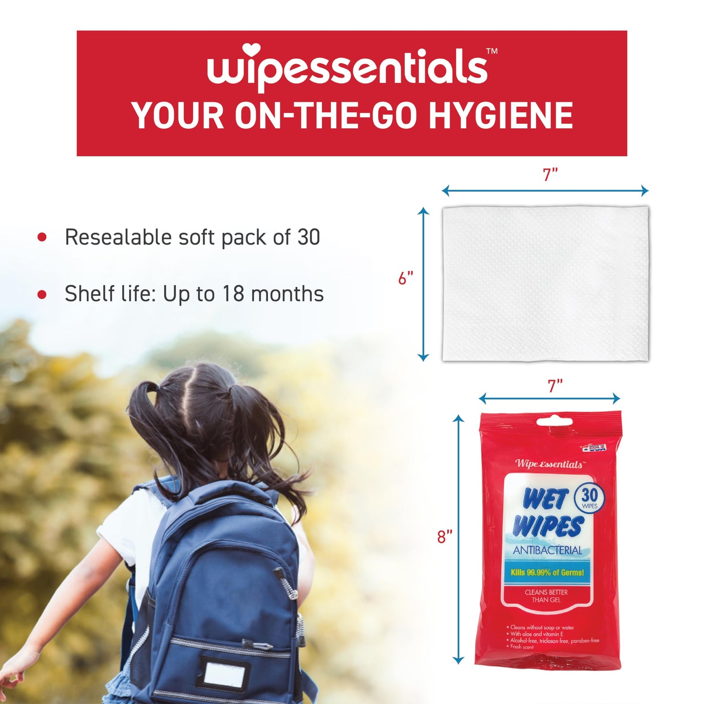 Hand Sanitizer Hand Wipes for Adults and Kids - 90 wipes - 3 Packs of 30ct Hand Sanitizing Wipes, Travel Essentials (Amazon Find - WipeEssentials)