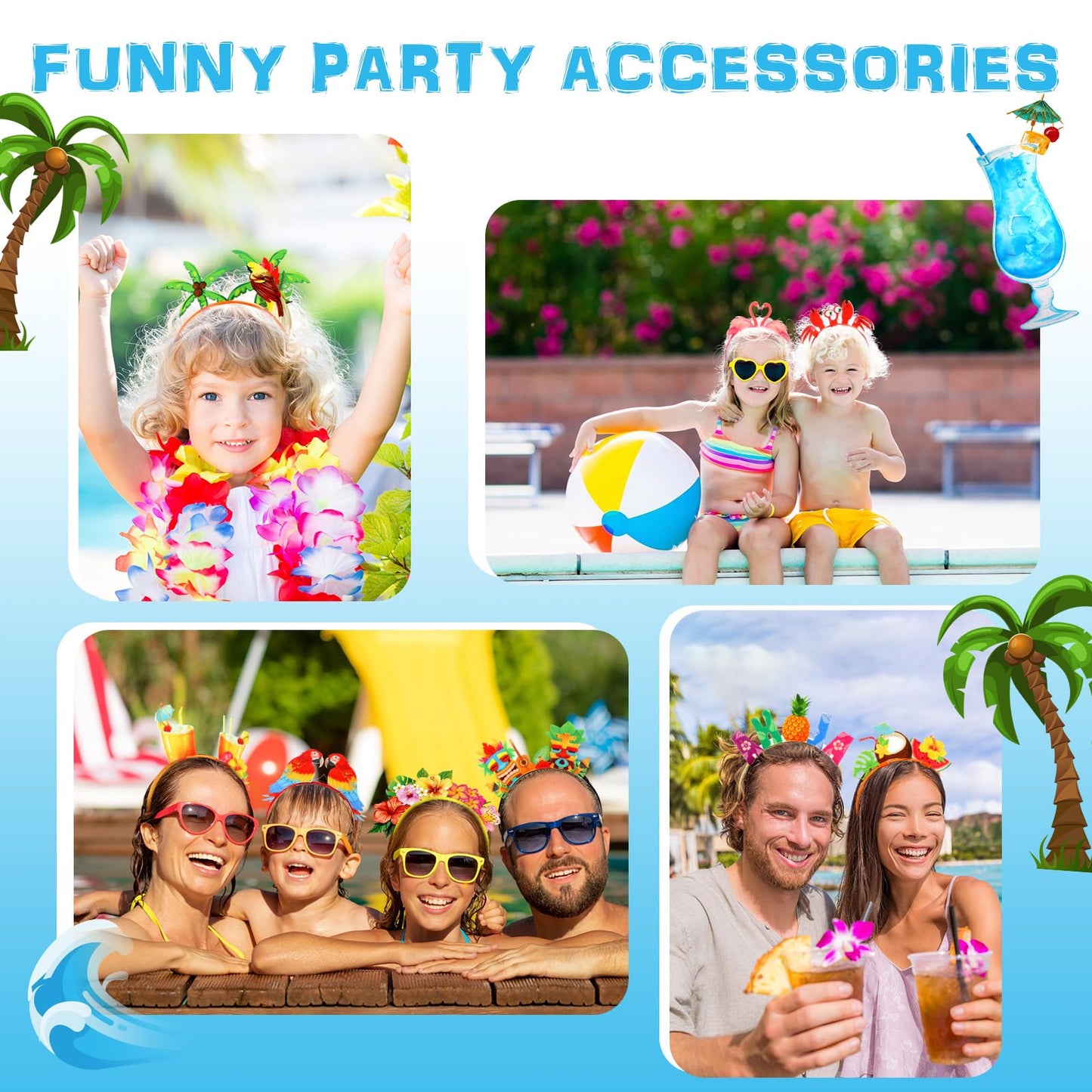 Hawaiian Party Headbands-16 Pcs