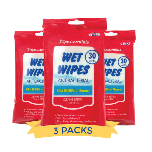 Hand Sanitizer Hand Wipes for Adults and Kids - 90 wipes - 3 Packs of 30ct Hand Sanitizing Wipes, Travel Essentials (Amazon Find - WipeEssentials)