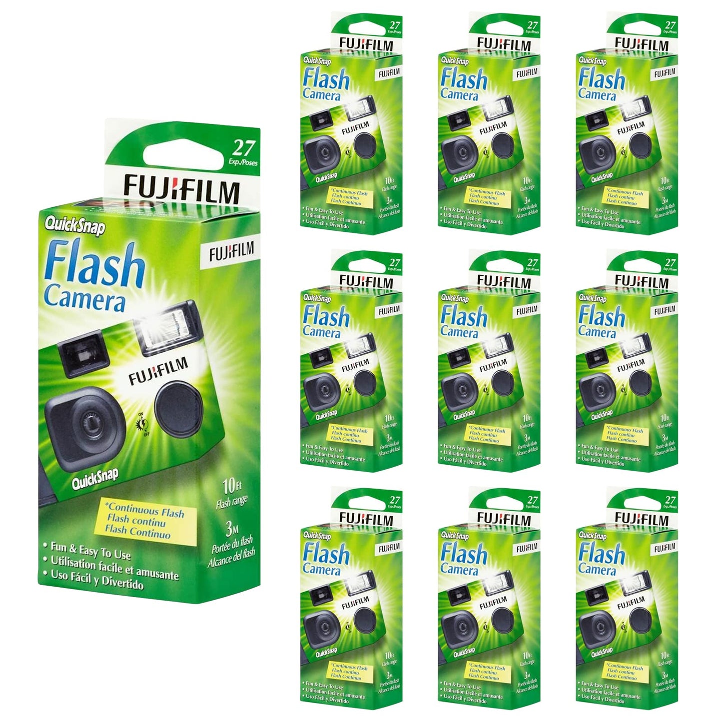 Fujifilm Disposable Camera with Flash, 27 Exposures, 10-Pack