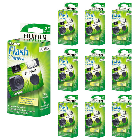 Fujifilm Disposable Camera with Flash, 27 Exposures, 10-Pack