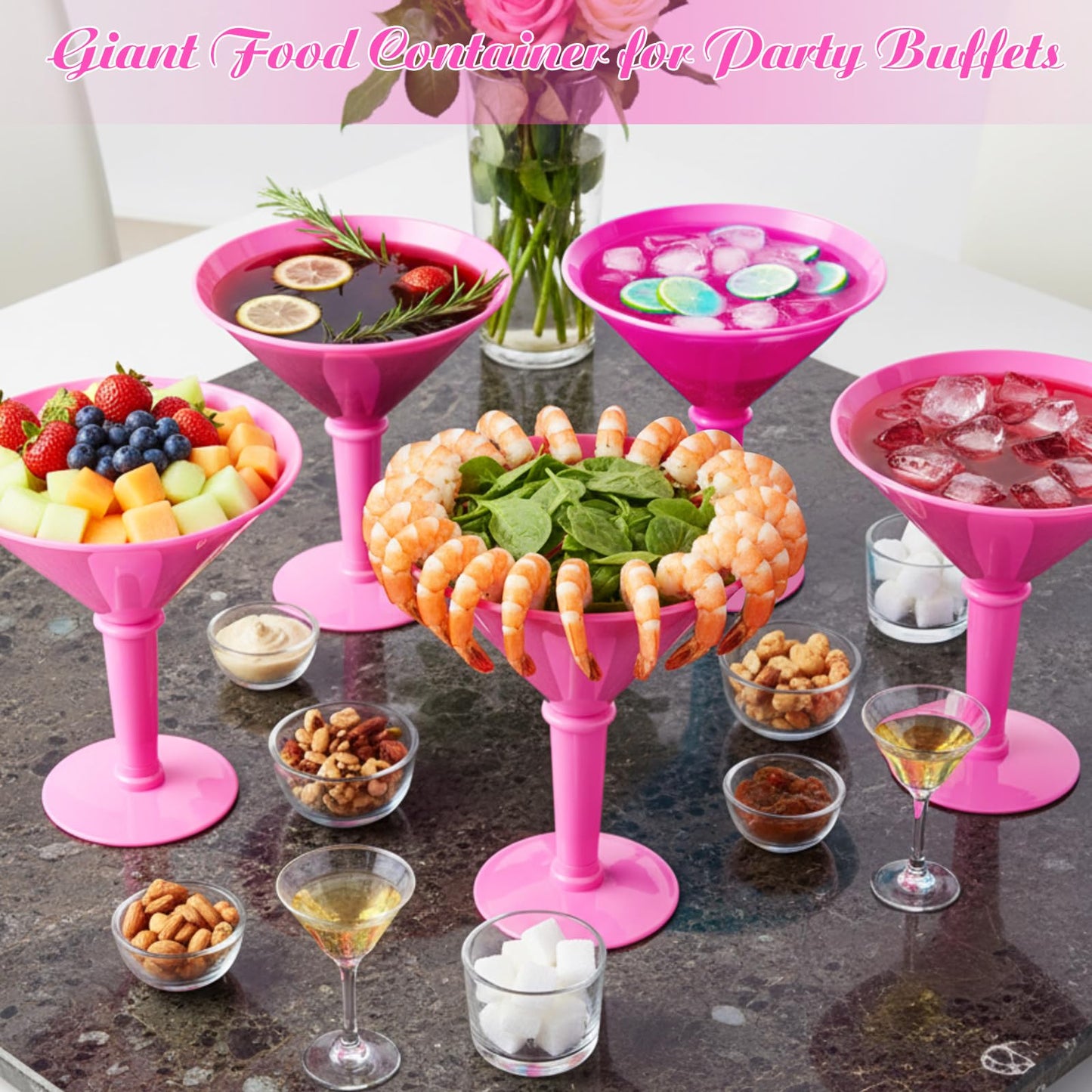 Giant Martini Plastic Glasses Large 48oz-4 Pcs
