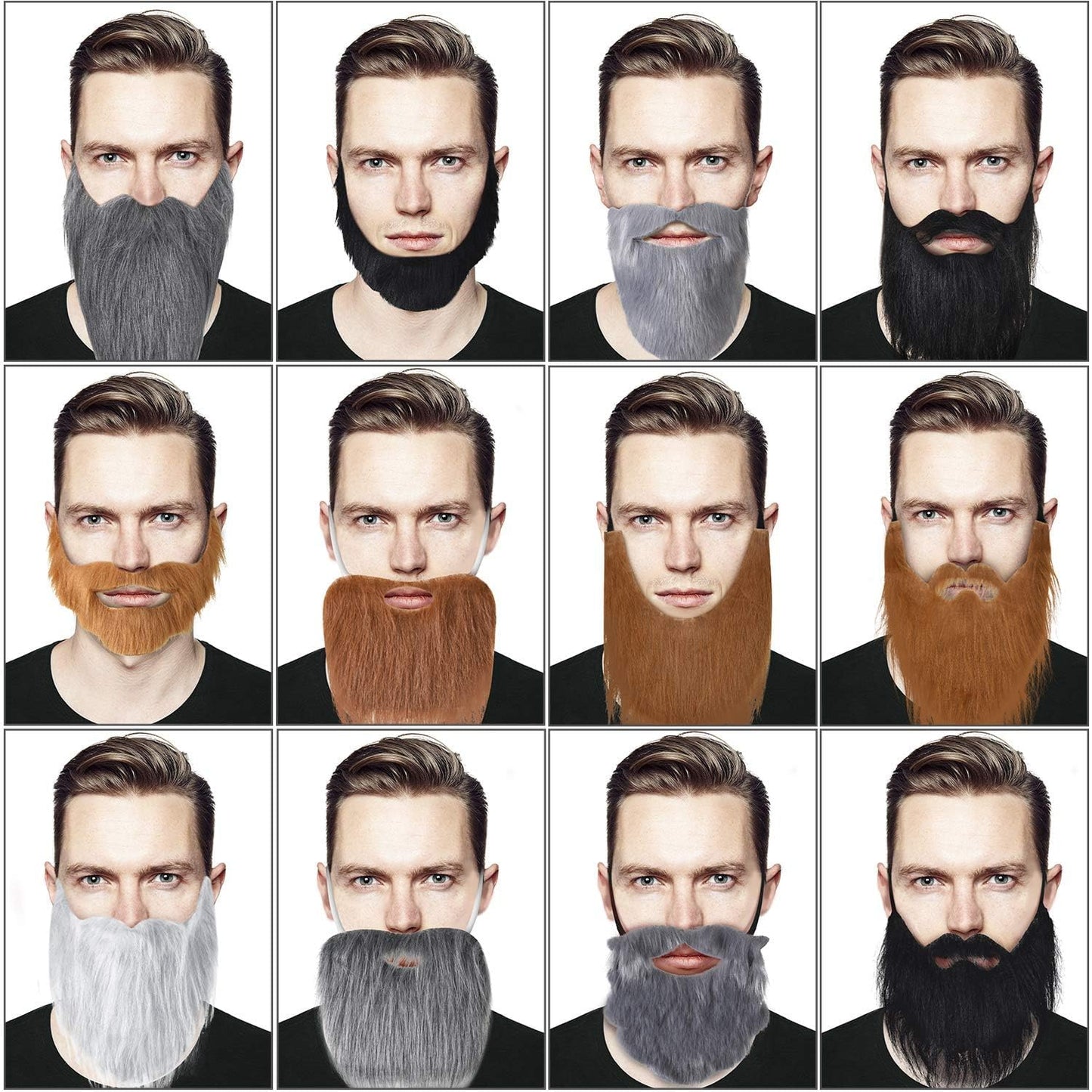 Fake Beard - Fake Mustache Costume-12 Pcs