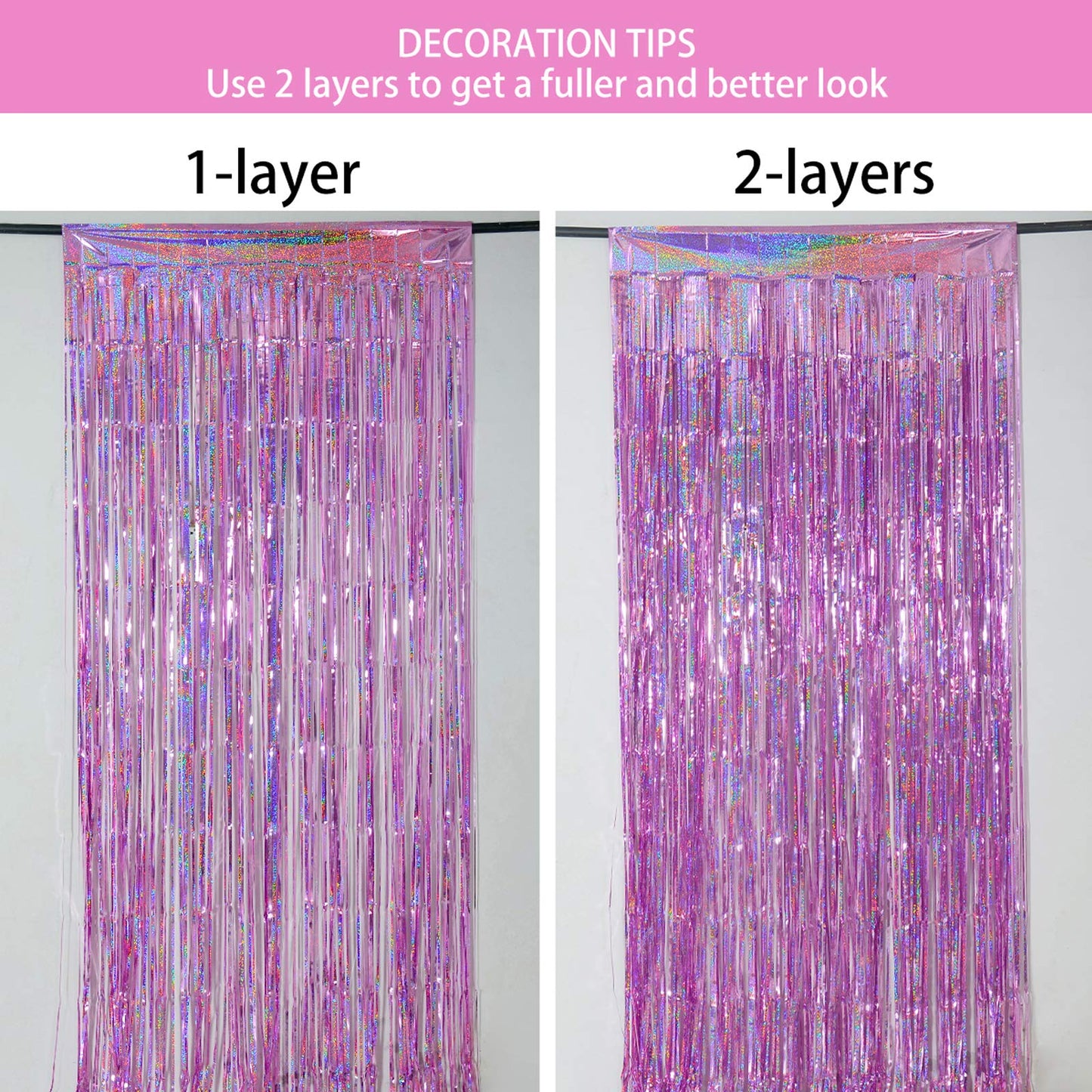 Tinsel Foil Fringe Curtains Backdrop- 3.2 ft x 8.2 ft- 2 Pack