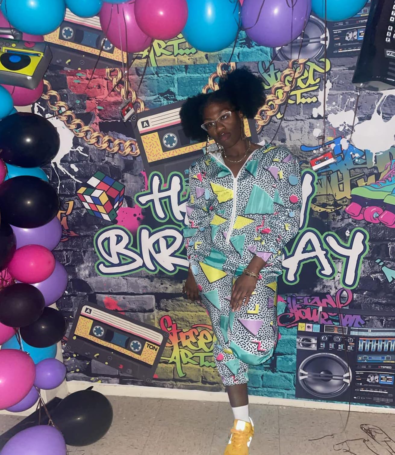 Women's Color Block 2 Piece 80s 90s Set
