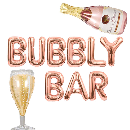 Bubbly Bar Sign Balloons Champagne Drinks Party Banner