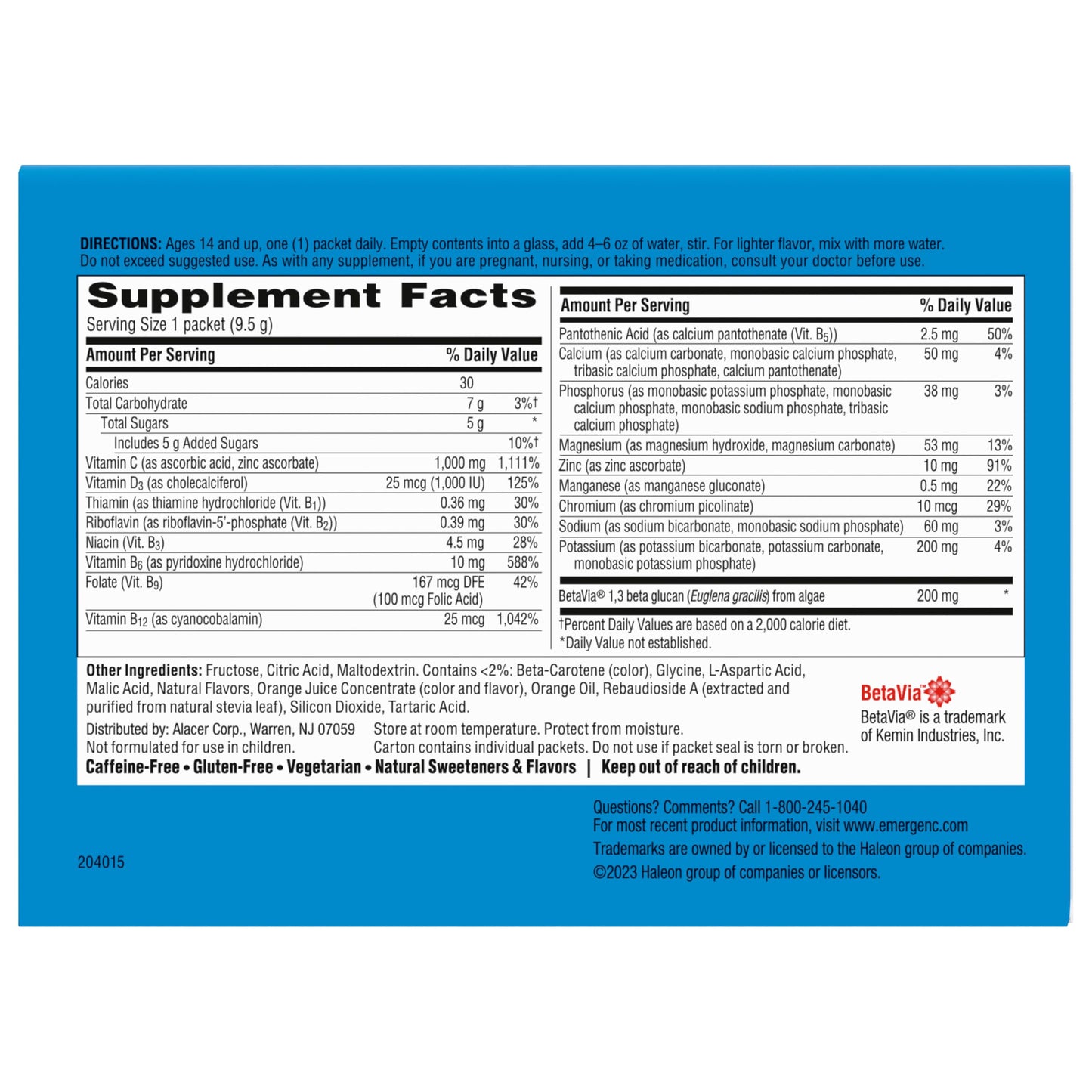 Emergen-C Immune+ Triple Action Immune Support Powder,Super Orange – 50 Count
