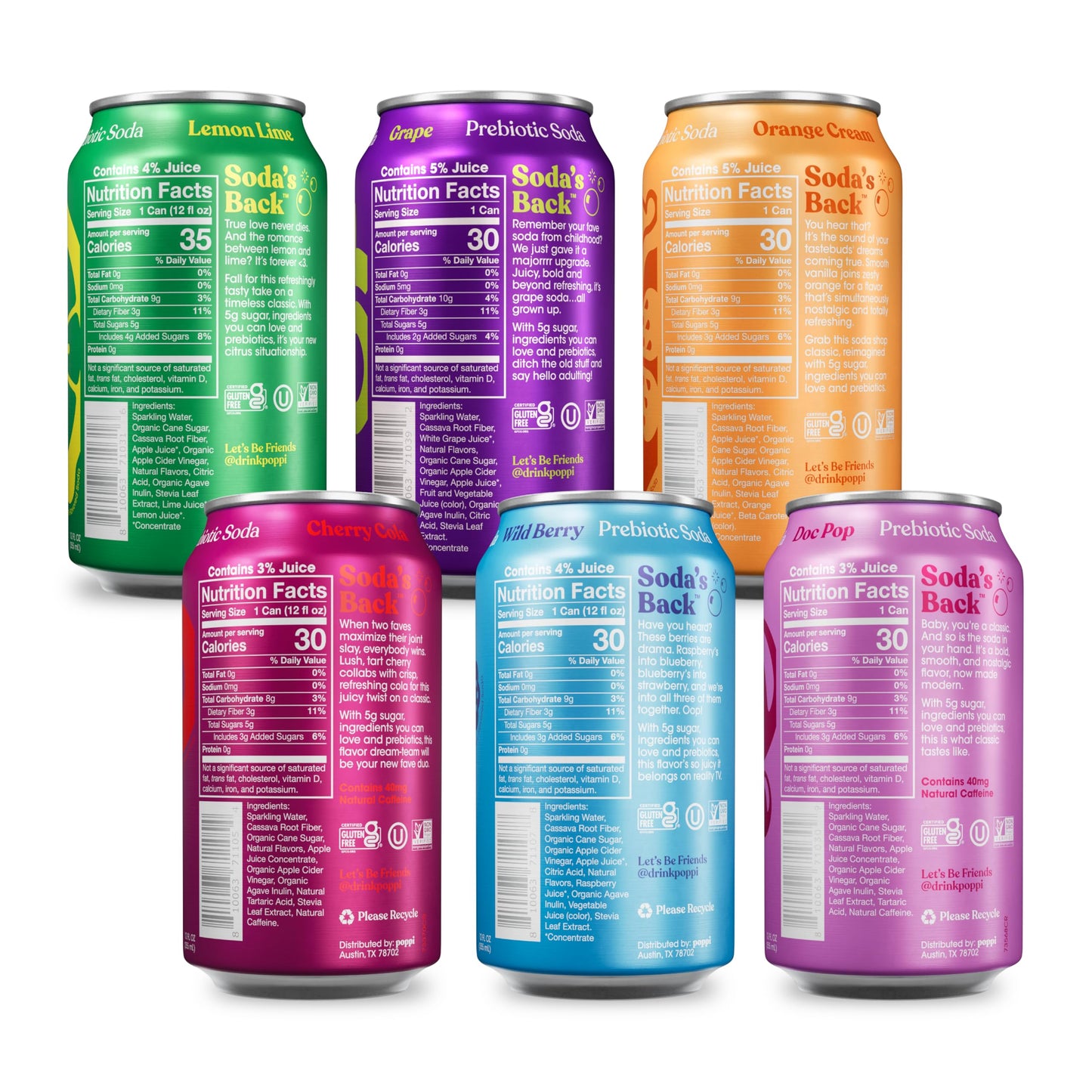 Poppi Sparkling Prebiotic Soda Beverage  12 Fl Oz, Pack of 12