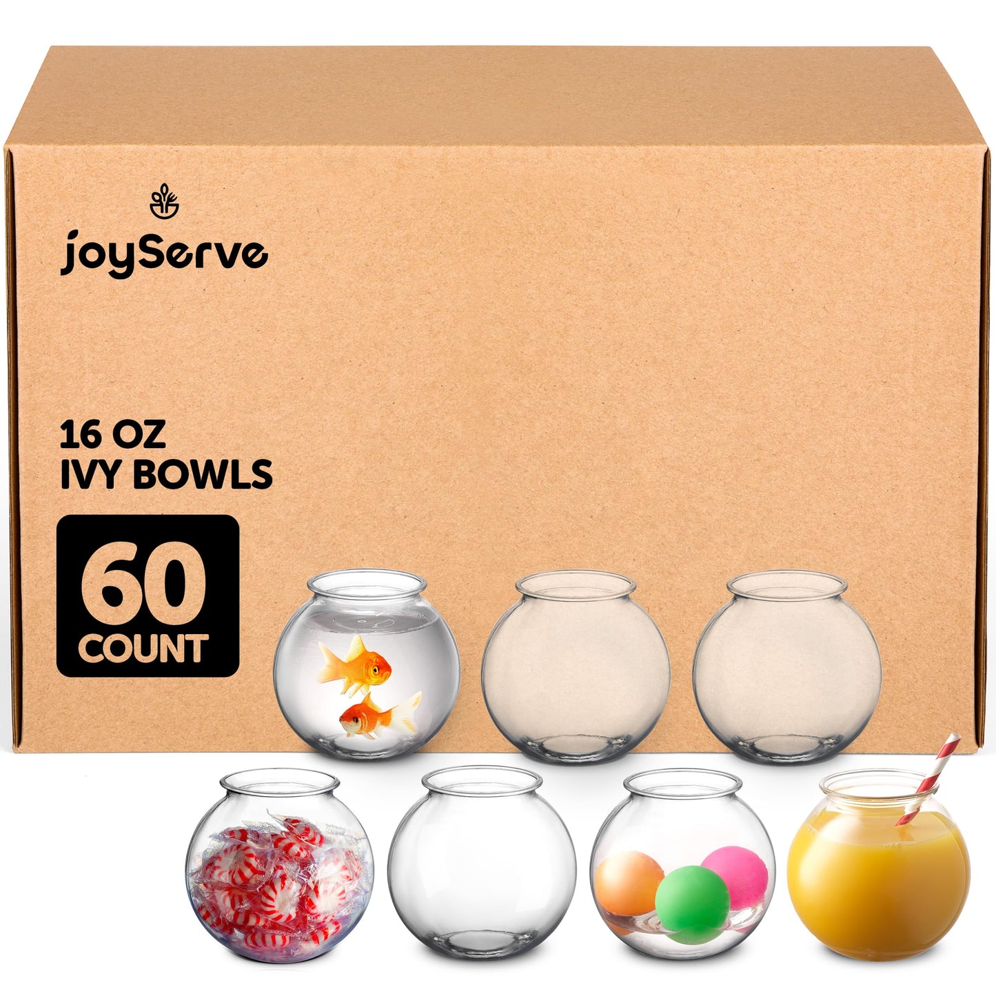 16 Oz Plastic Fish Bowl 4"- 60 Pack