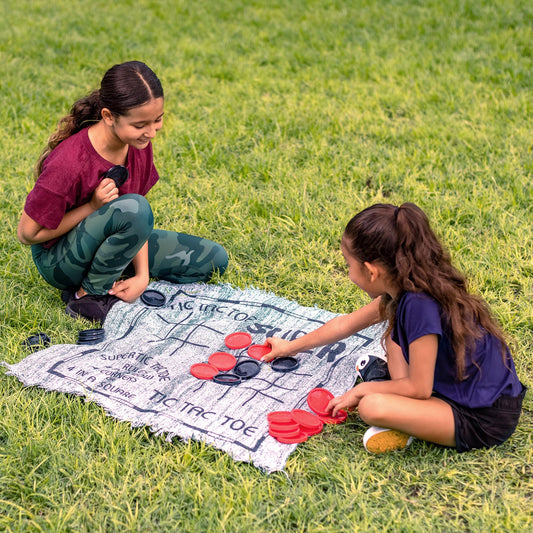 3-in-1 Giant Checkers, with Reversible Mat and 24 Chips